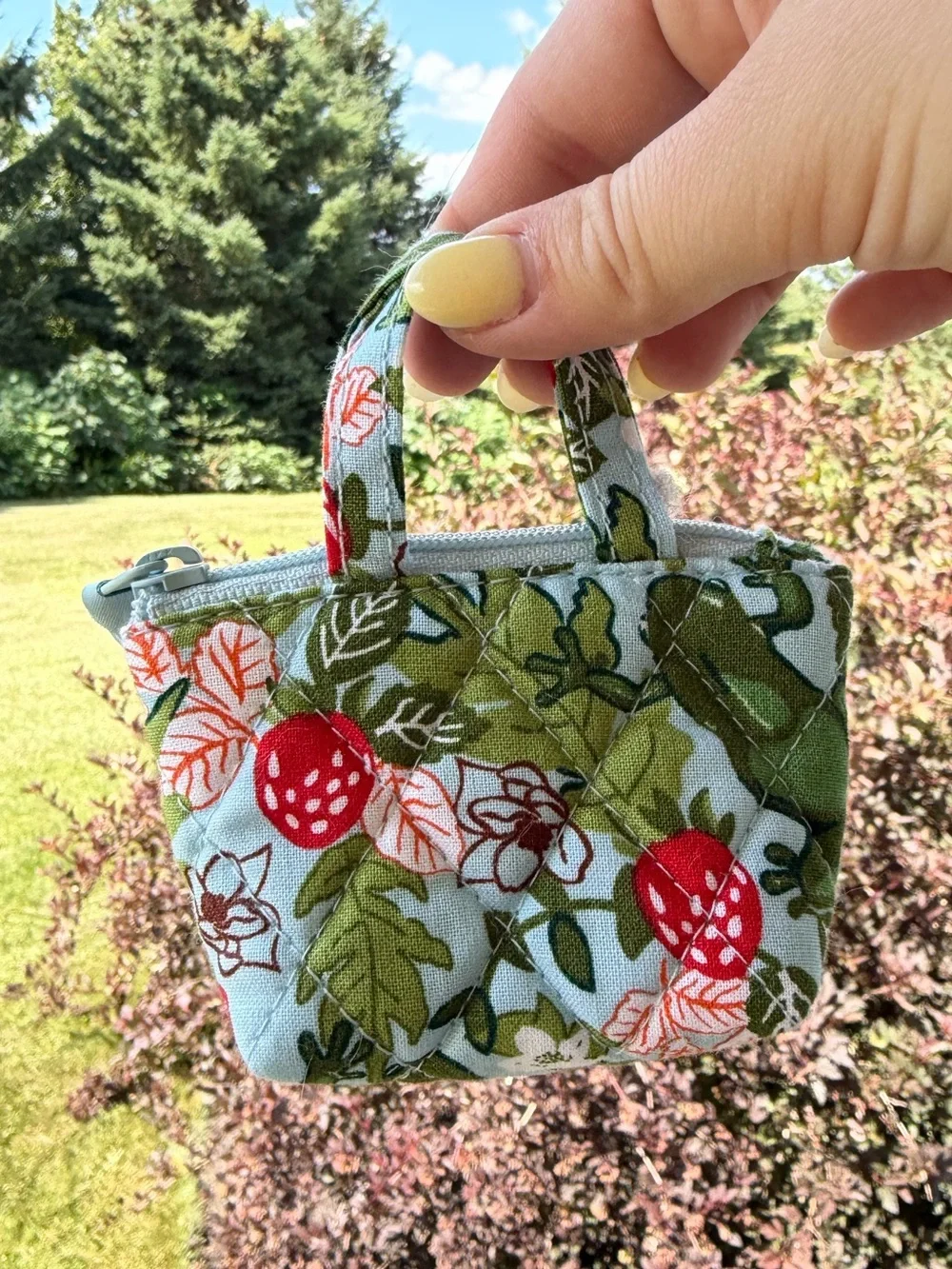 Vera Bradley frog berry mini tote keychain charm bag NWOT